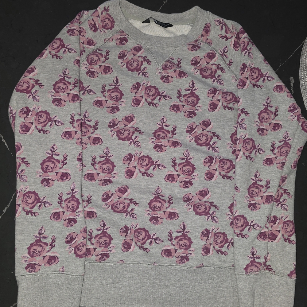 The North Face Gray and Pink Floral Sweatshirt